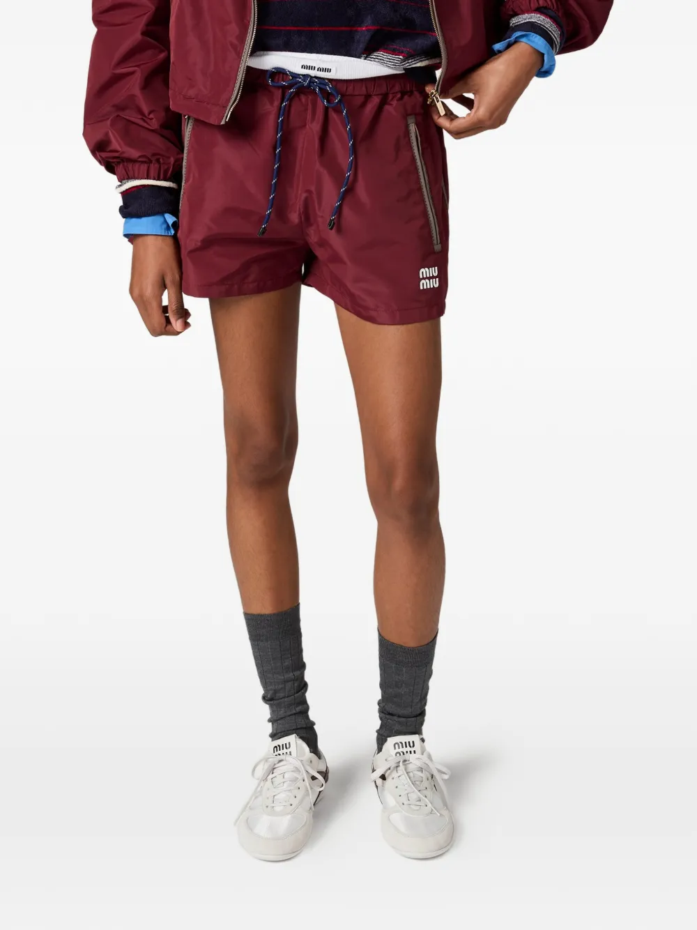 Miu Shorts met trekkoordtaille Rood