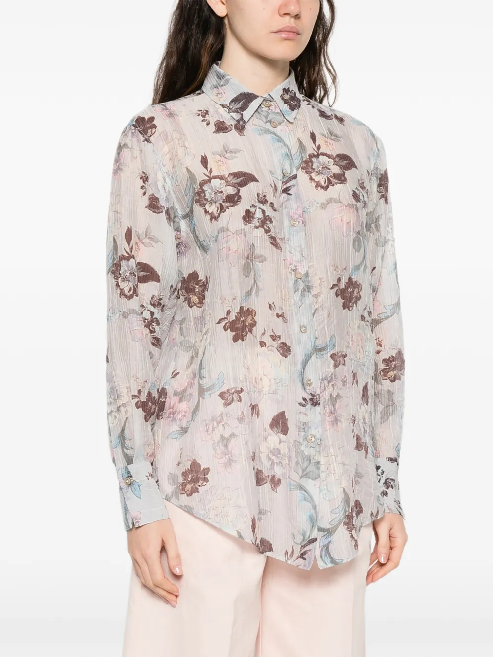  Forte Forte Floral-pattern Long-sleeve Shirt - Blue 