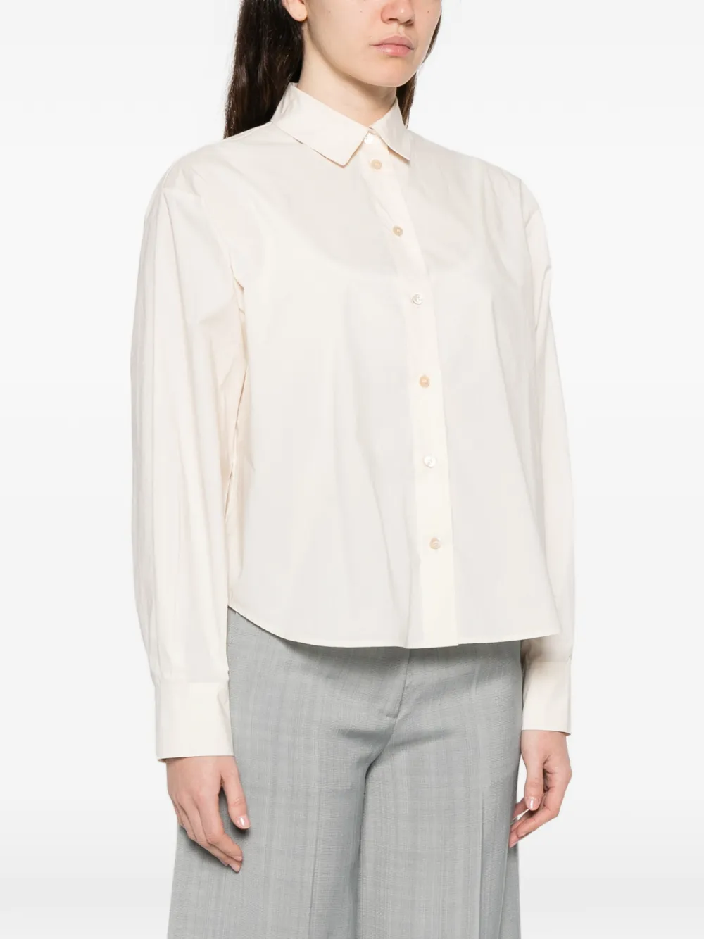 Forte Button-up blouse met lange mouwen Beige
