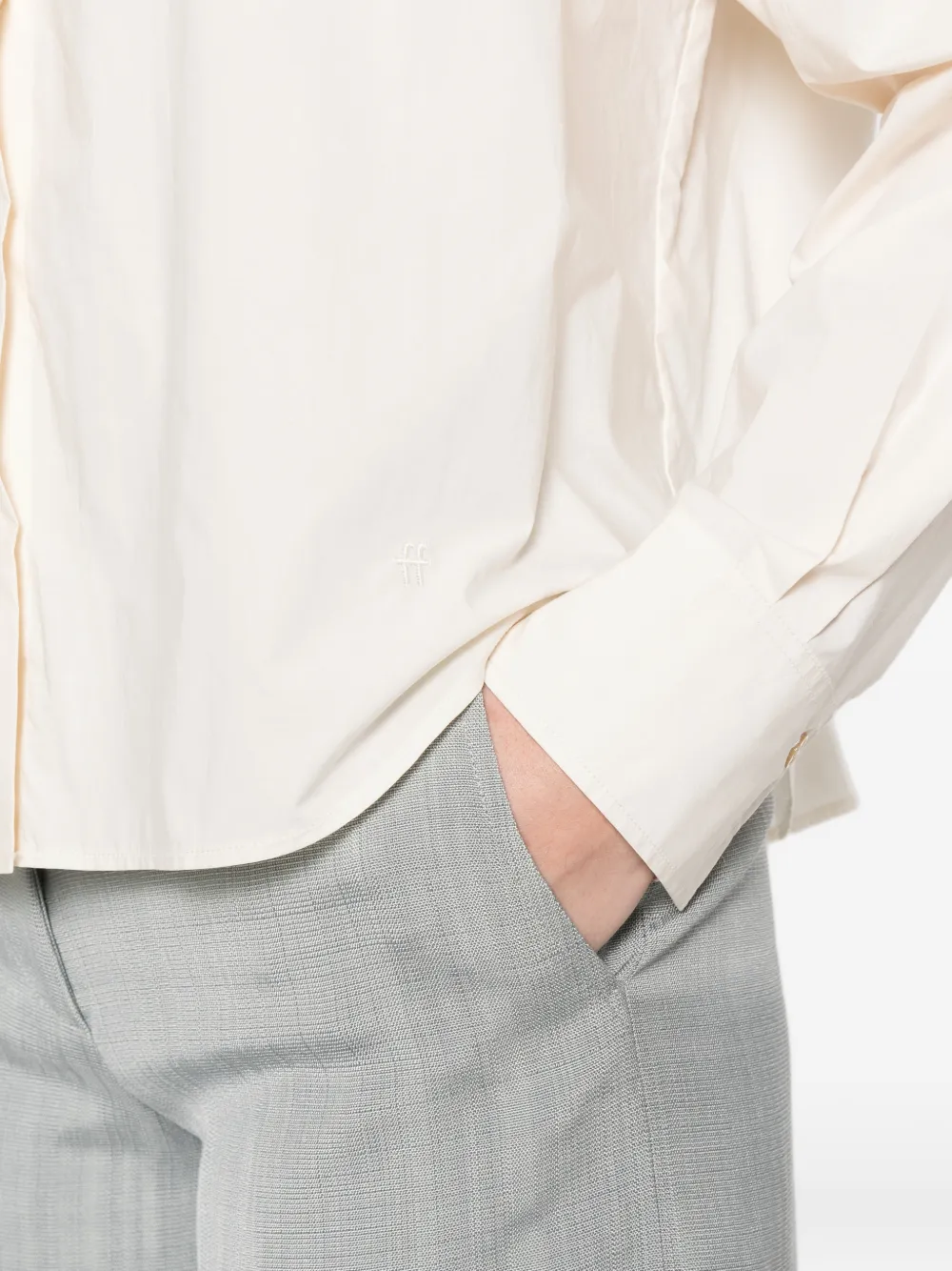 Forte Button-up blouse met lange mouwen Beige