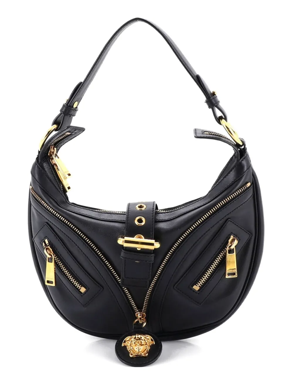 Versace Pre-Owned Repeat Leather Small hobo bag - Nero