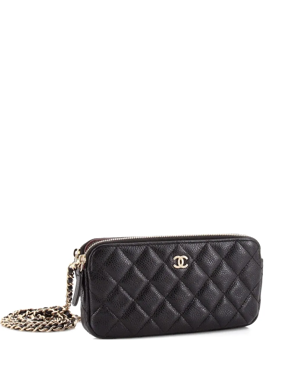 CHANEL Pre-Owned Double Zip Clutch with Chain Quilted Caviar crossbody bag - Nero