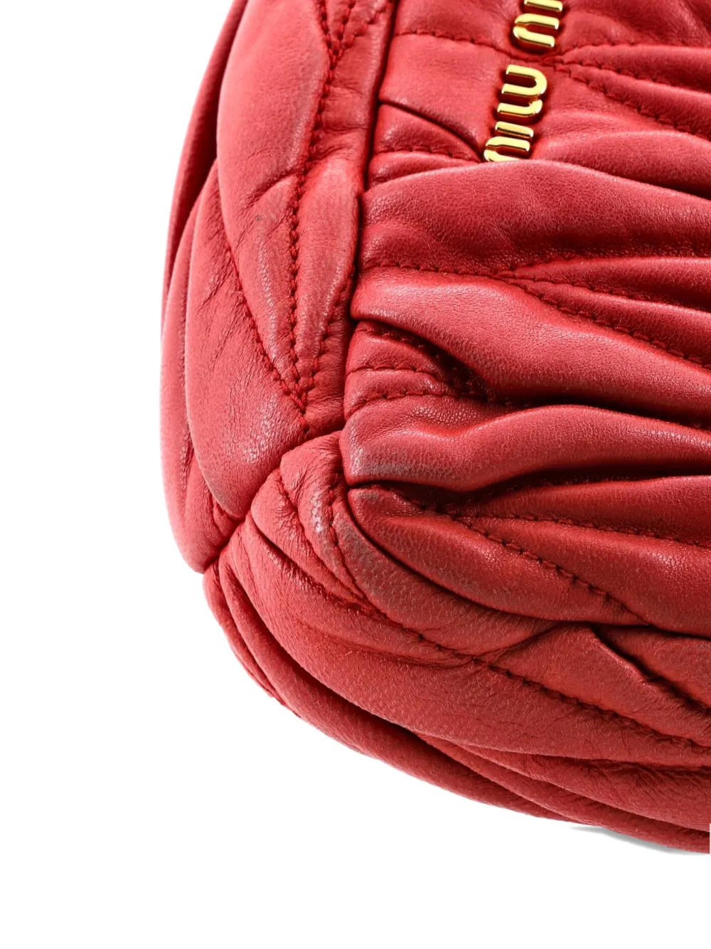 Pre-owned Miu Miu Kisslock Frame Clutch With Chain Matelasse Leather Mini Crossbody Bag In Pink