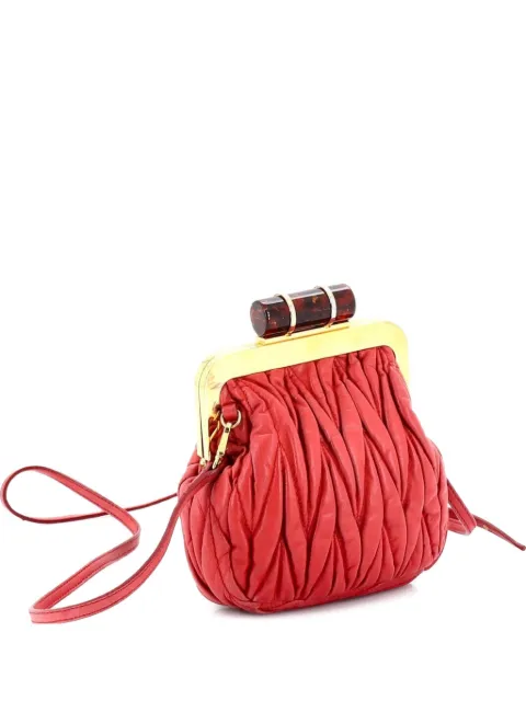 Miu Miu Pre-Owned Kisslock Frame Clutch with Chain Matelasse Leather Mini crossbody bag