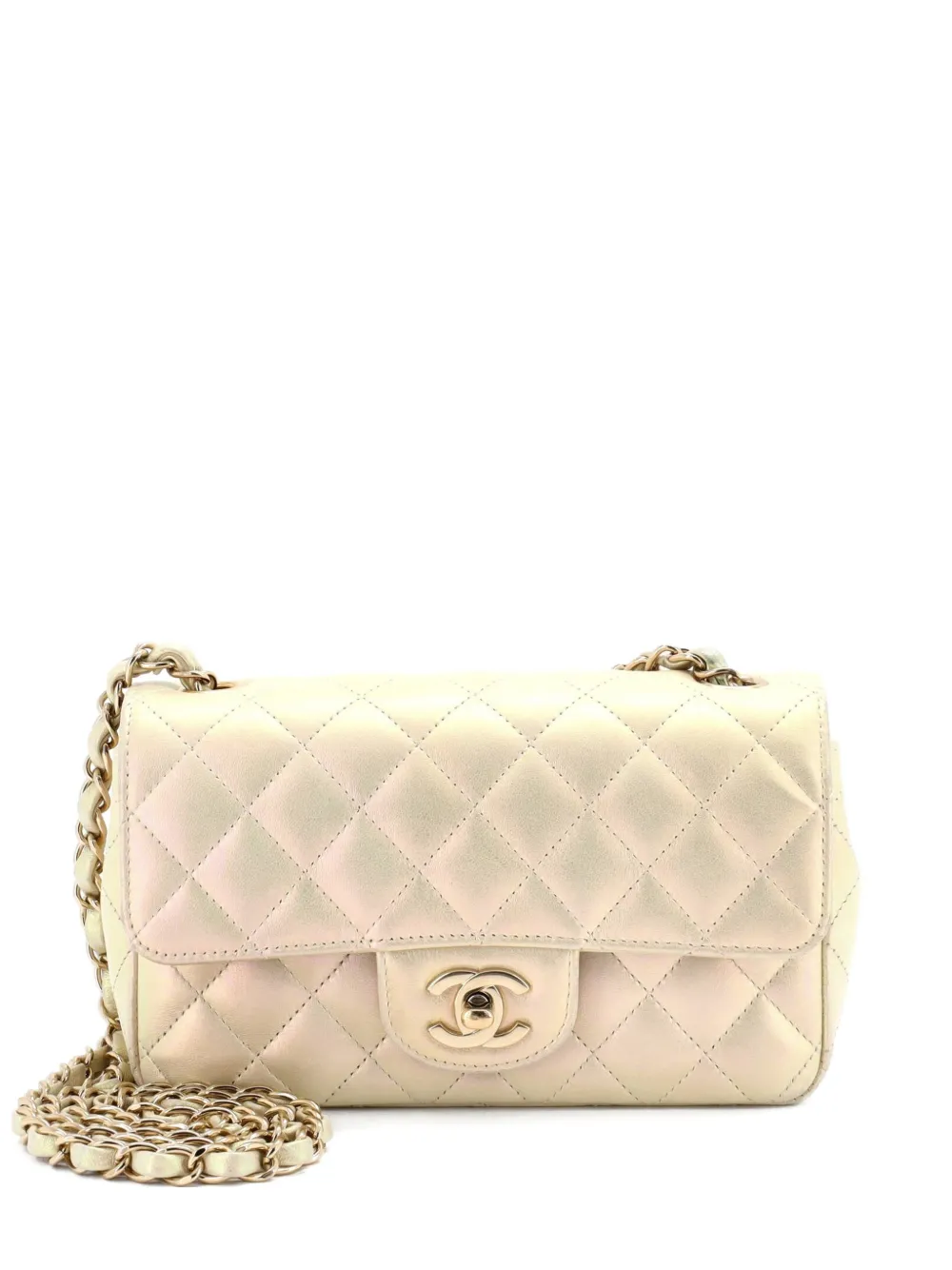 CHANEL Pre-Owned Classic Single Flap Bag Quilted Iridescent Lambskin Mini crossbody bag - Oro