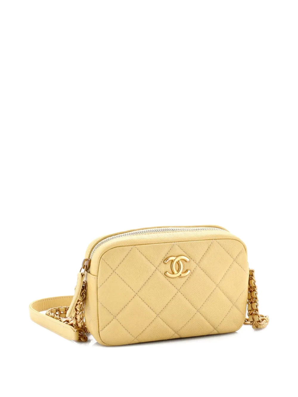 CHANEL Pre-Owned Chain Melody Camera Bag Quilted Caviar Small crossbody bag - Giallo