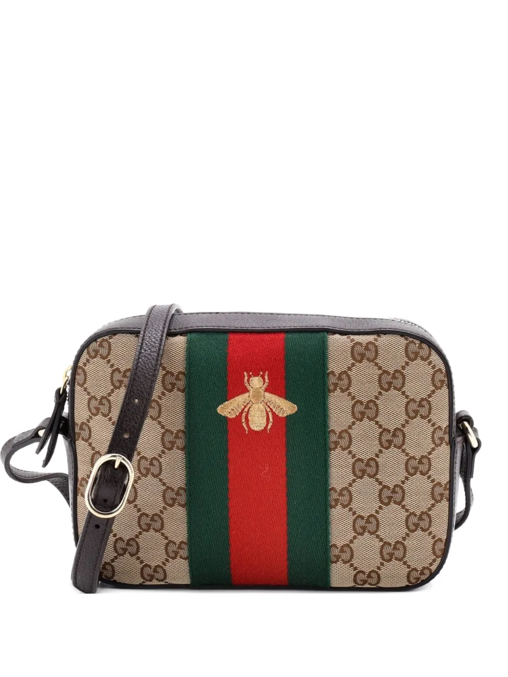 Gucci Pre-Owned Bee Web Camera Bag GG Canvas crossbody bag - Marrone