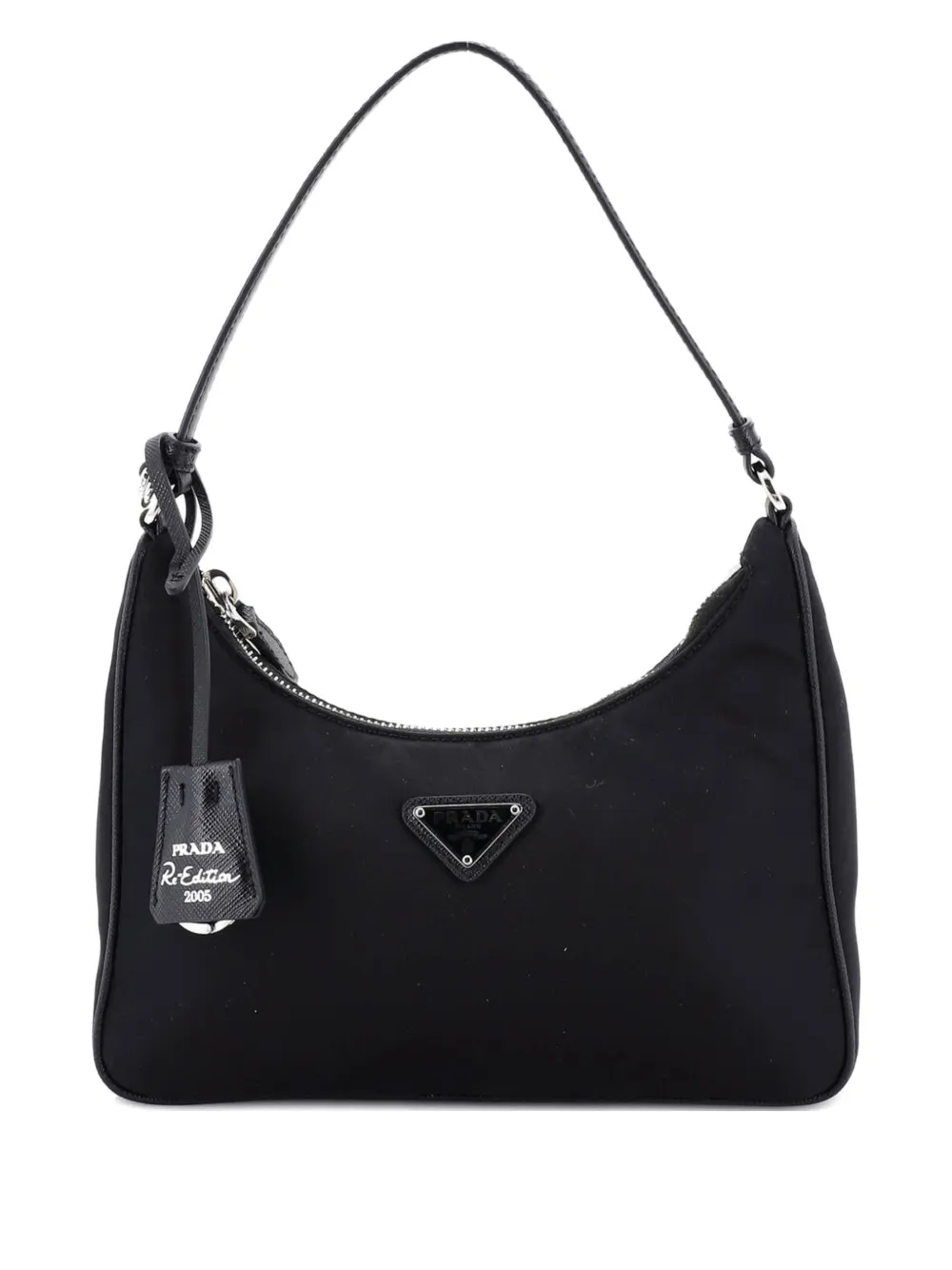 Prada Pre-Owned Re-Edition 2005 Tessuto with Saffiano Leather Mini hobo bag - Nero