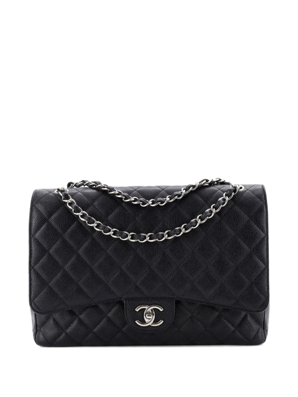 CHANEL Pre-Owned Classic Double Flap Bag Quilted Caviar Maxi shoulder bag - Nero