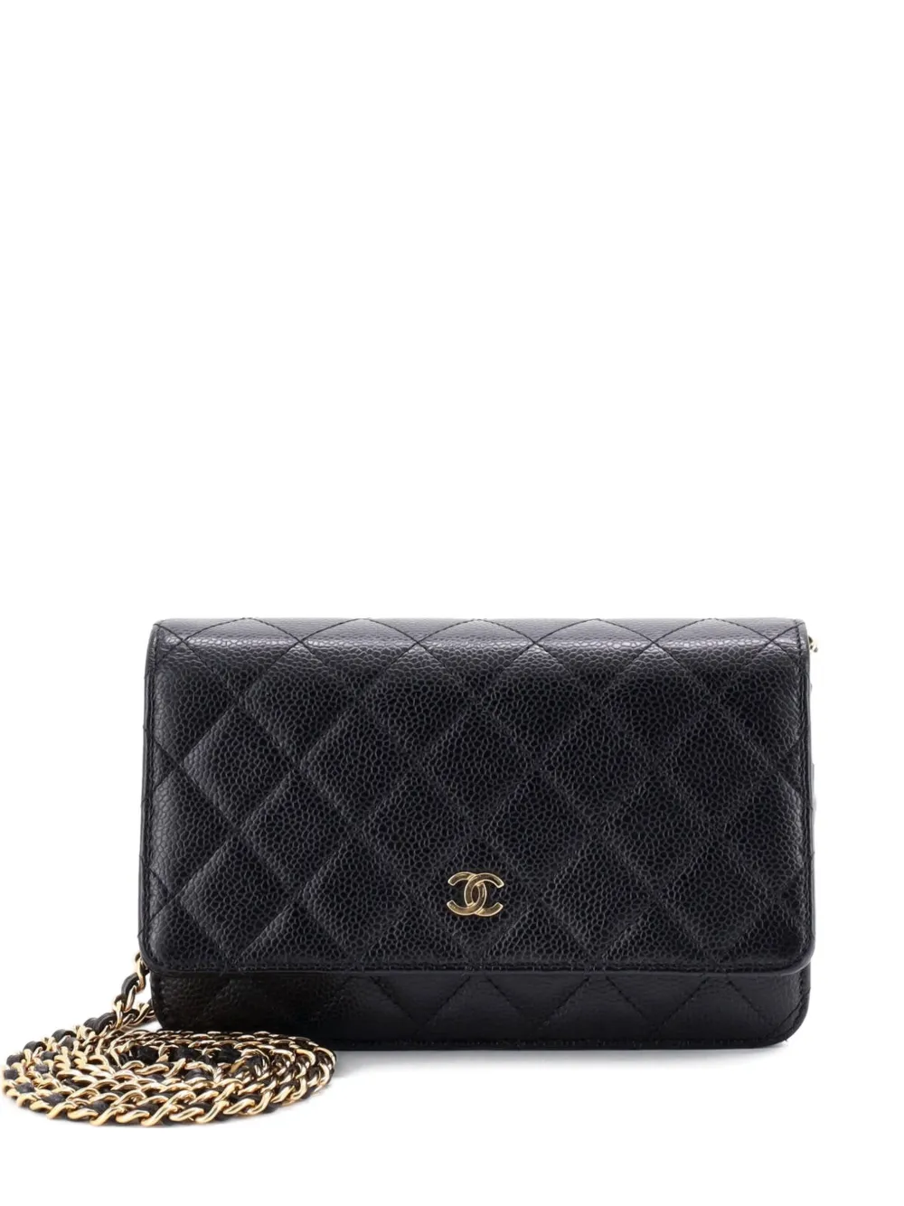CHANEL Pre-Owned Wallet on Chain Quilted Caviar crossbody bag - Nero