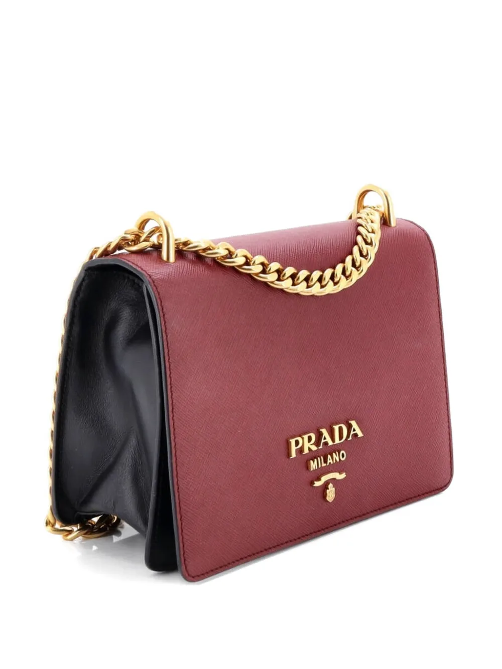 Prada Pre-Owned Chain Flap Bag Saffiano Leather Small crossbody bag - Nero