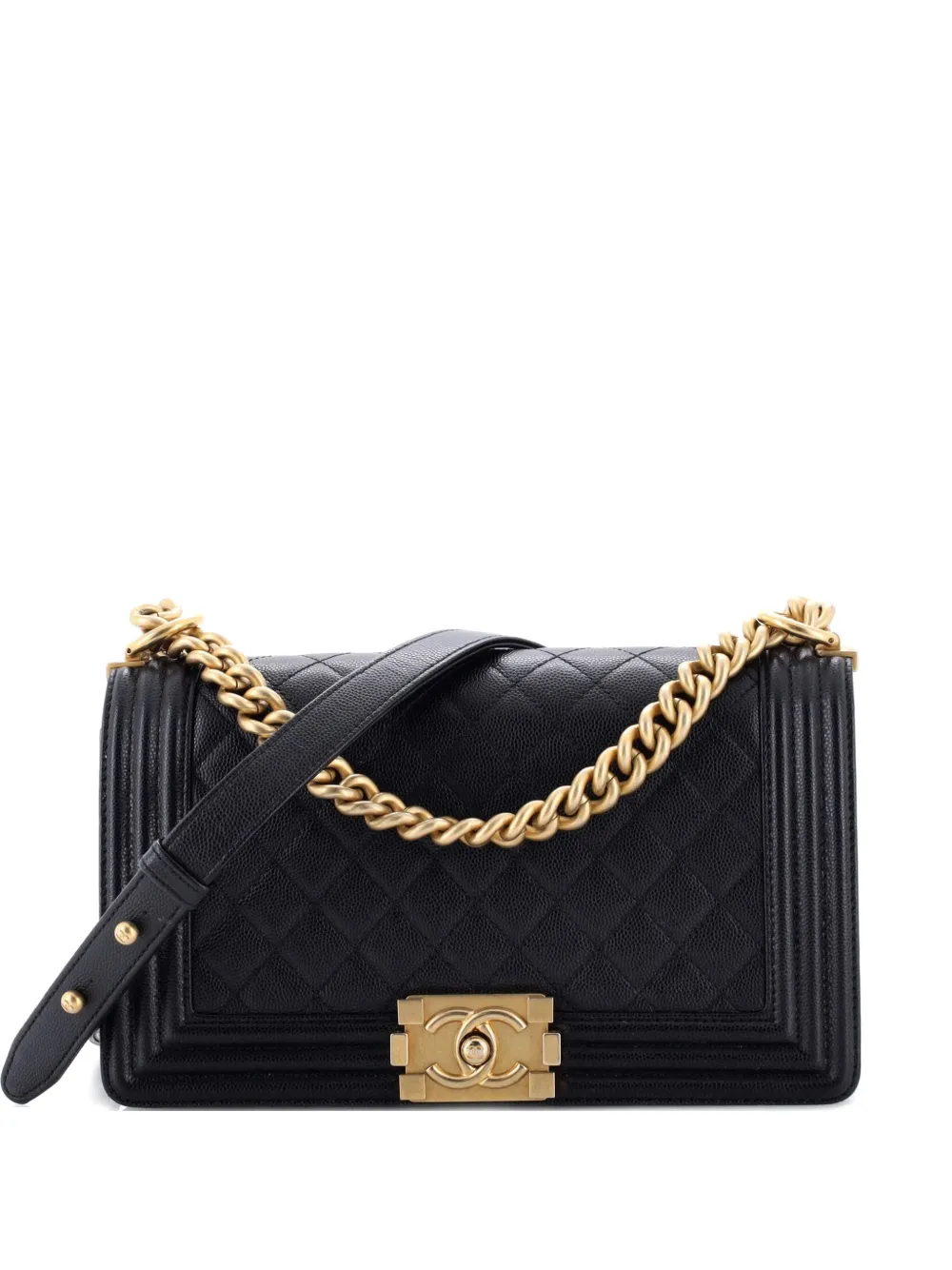 CHANEL Pre-Owned Boy Flap Bag Quilted Caviar Old Medium crossbody bag - Nero
