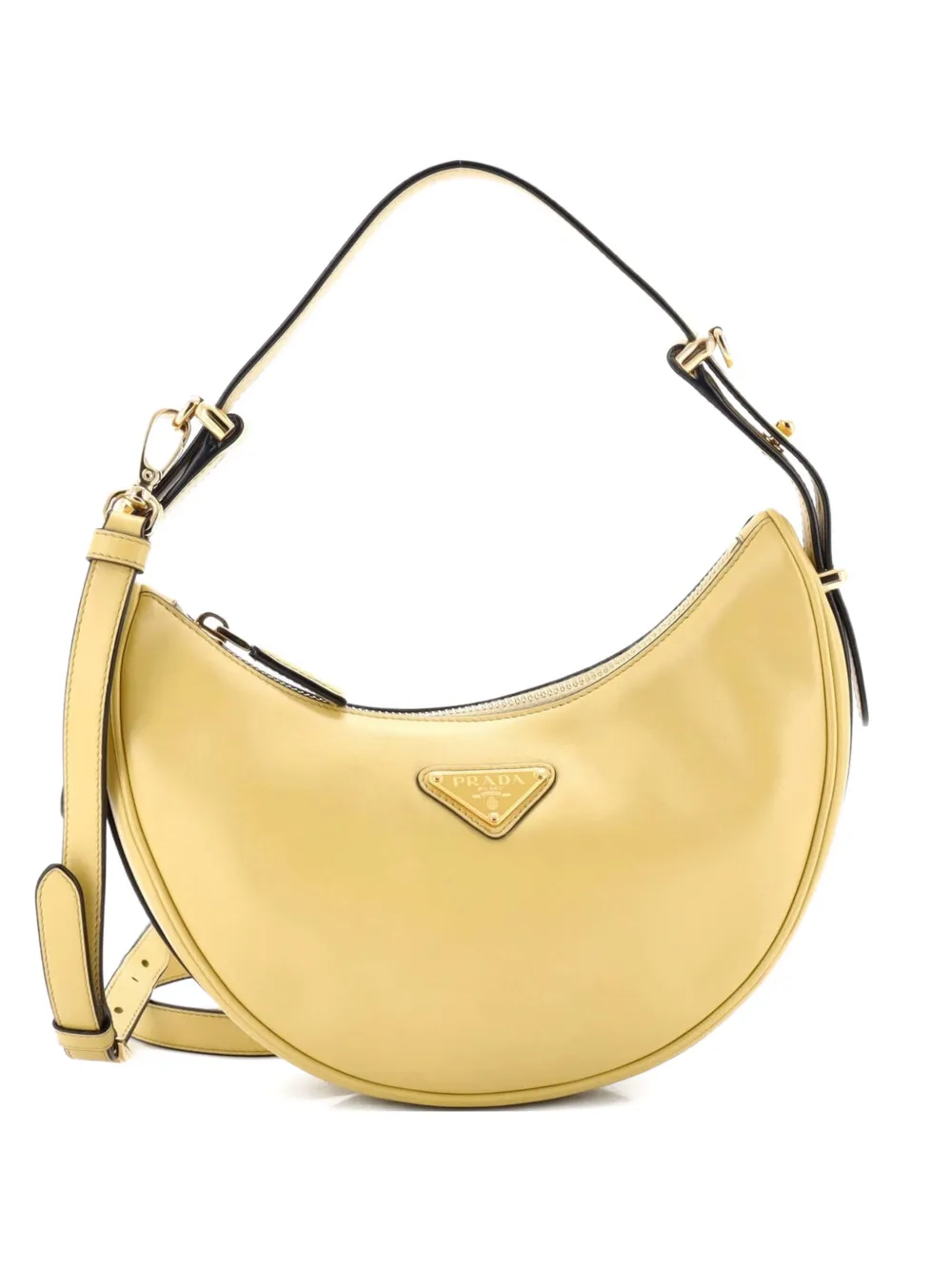 Prada Pre-Owned Arque Half Moon Leather Small hobo bag - Giallo