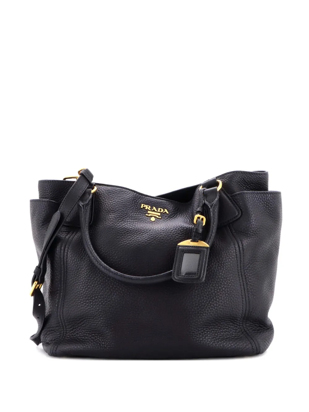 Prada Pre-Owned Side Pocket Convertible Vitello Daino Large tote bag - Nero