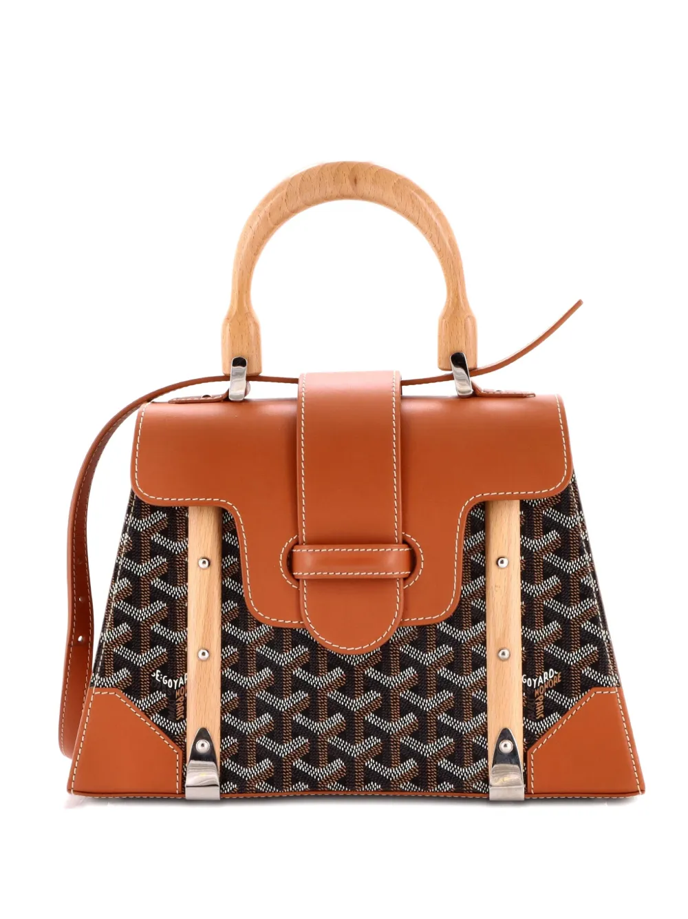 Goyard Pre-Owned Saigon Top Handle Bag Coated Canvas with Leather PM satchel - Marrone