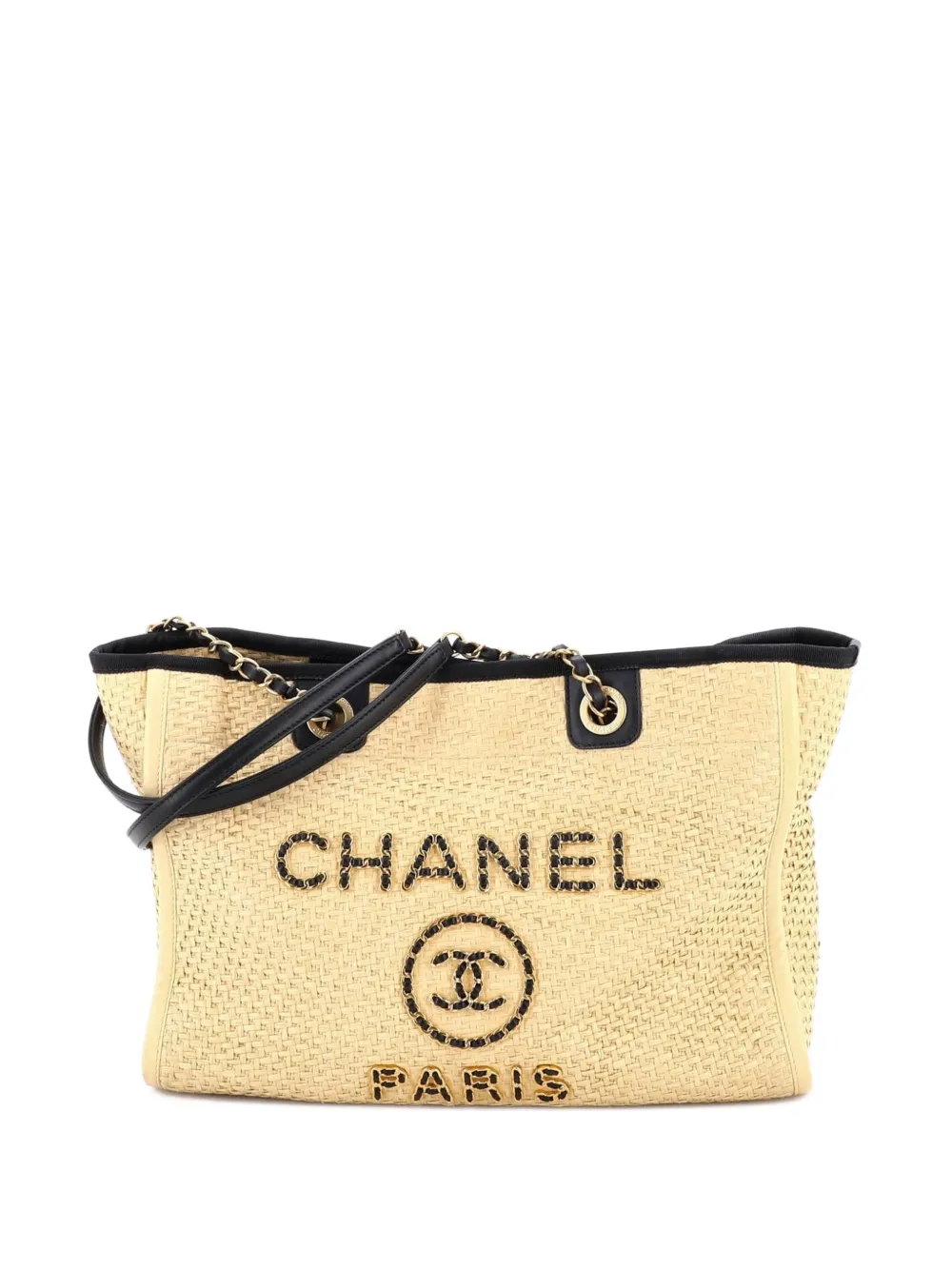 CHANEL Pre-Owned Deauville Tote Straw with Chain Detail Small shoulder bag - Toni neutri
