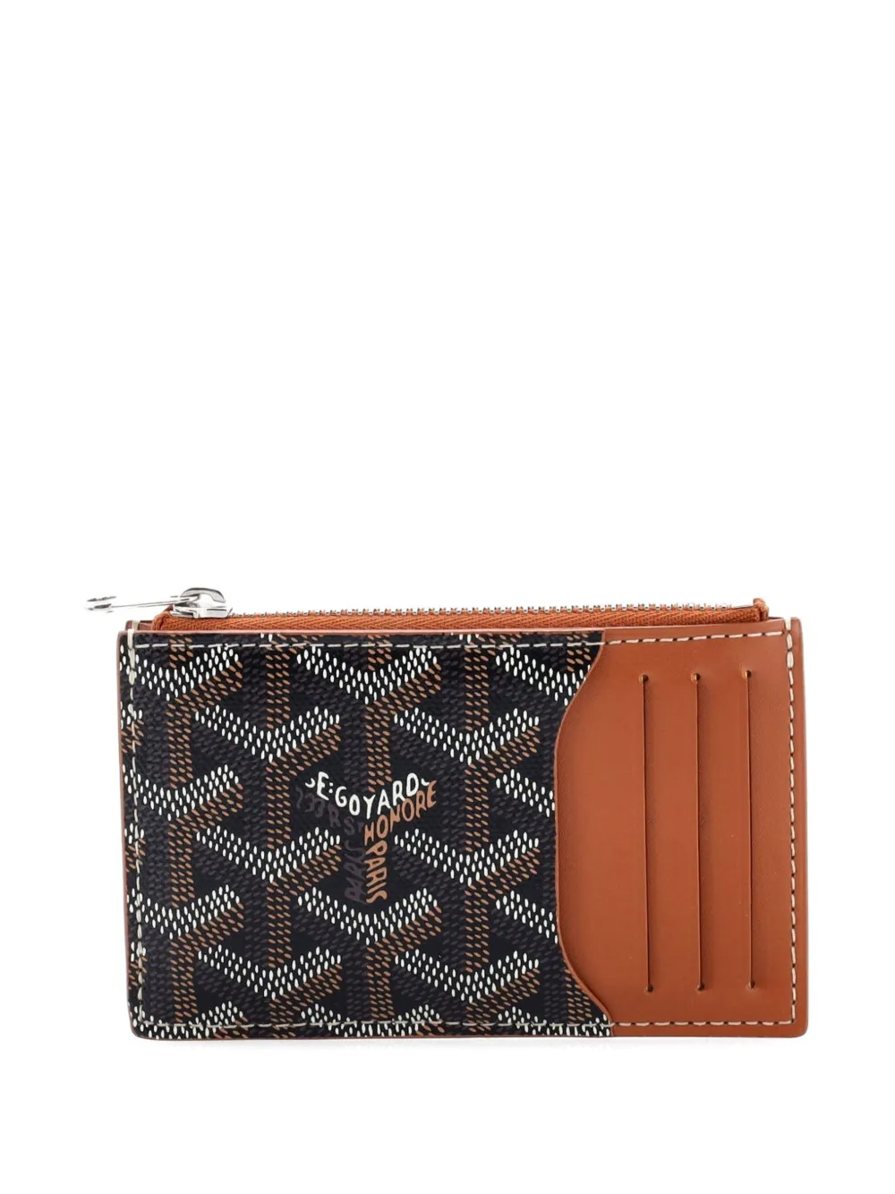 Goyard Pre-Owned Bourbon Zipped Coated Canvas card holder - Marrone