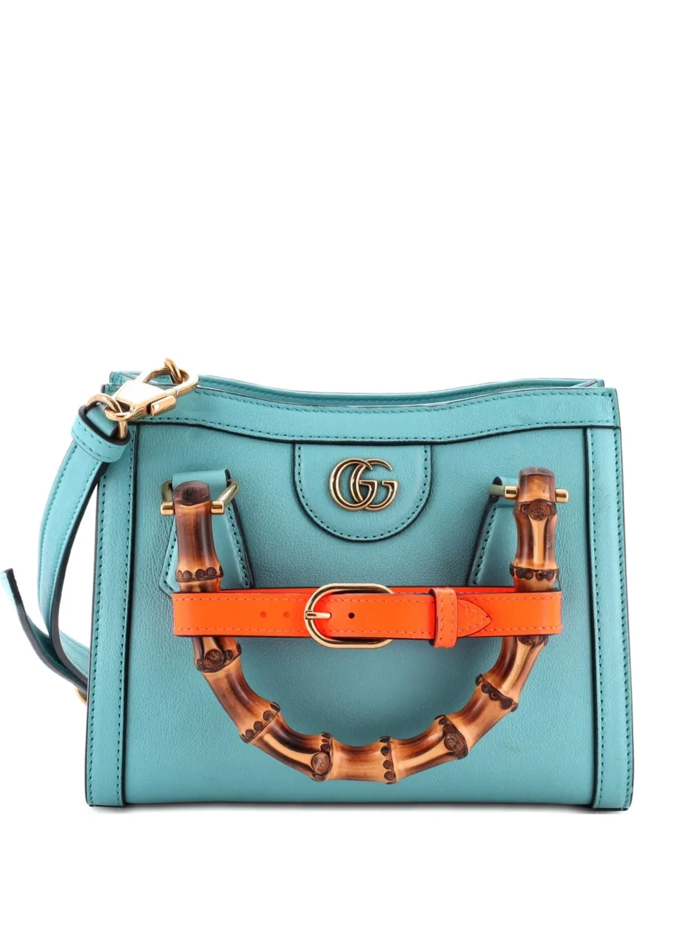 Gucci Pre-Owned Diana NM Bamboo Handle Tote Leather Mini crossbody bag - Blu