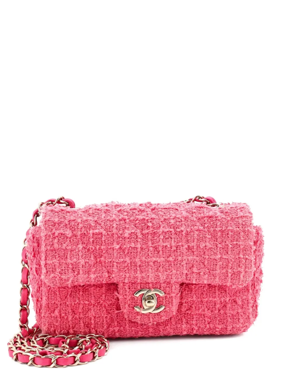 CHANEL Pre-Owned Classic Single Flap Bag Quilted Tweed Mini crossbody bag - Rosa