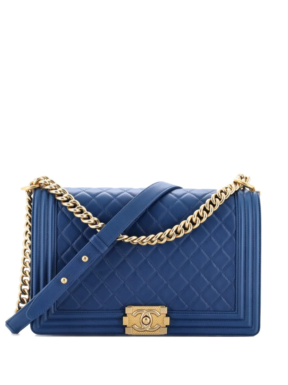 CHANEL Pre-Owned Boy Flap Bag Quilted Lambskin New Medium shoulder bag - Blu