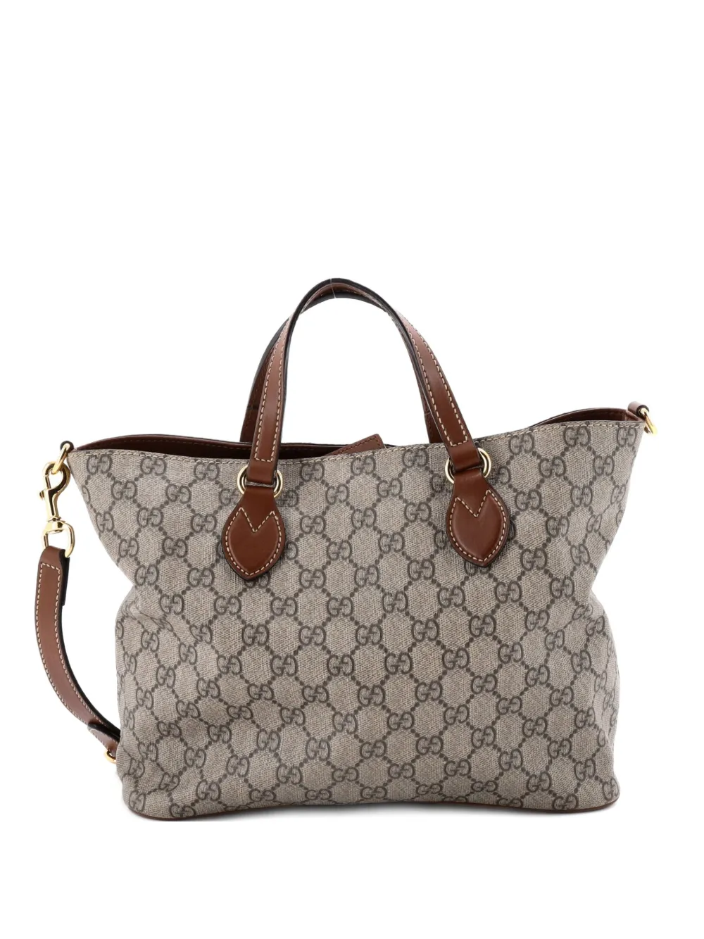 Gucci Pre-Owned Convertible Soft GG Coated Canvas with Leather Small tote bag - Marrone