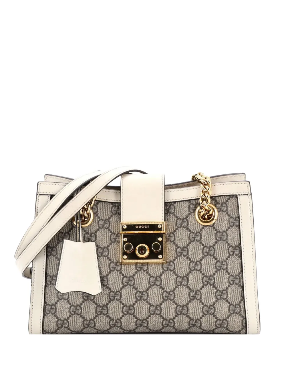 Gucci Pre-Owned Padlock Chain Tote GG Coated Canvas with Leather Small shoulder bag - Marrone