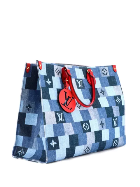 Louis Vuitton Pre-Owned OnTheGo Damier and Monogram Patchwork Denim GM tote bag