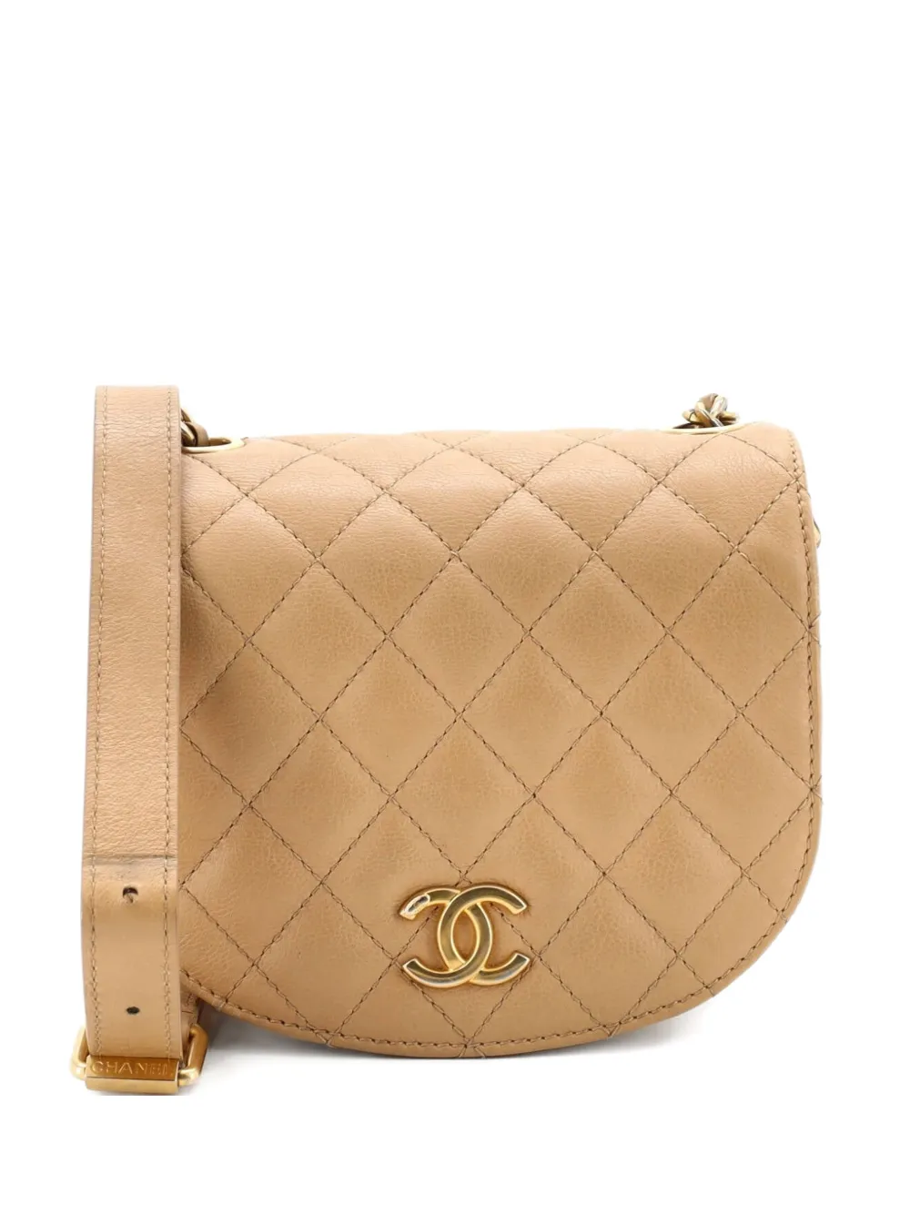CHANEL Pre-Owned CC Full Flap Saddle Messenger Quilted Calfskin Mini crossbody bag - Toni neutri