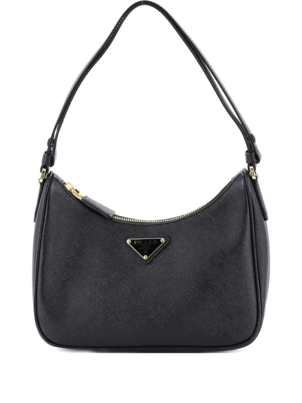 Prada Pre-Owned Adjustable Handle Zip Saffiano Leather Mini Hobo