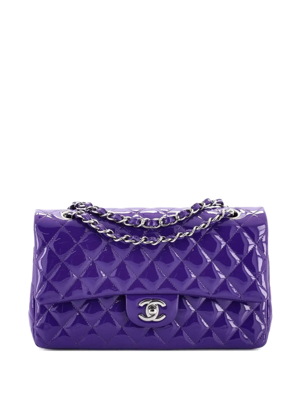CHANEL Pre-Owned Classic Double Flap Bag Quilted Patent Medium shoulder bag - Viola