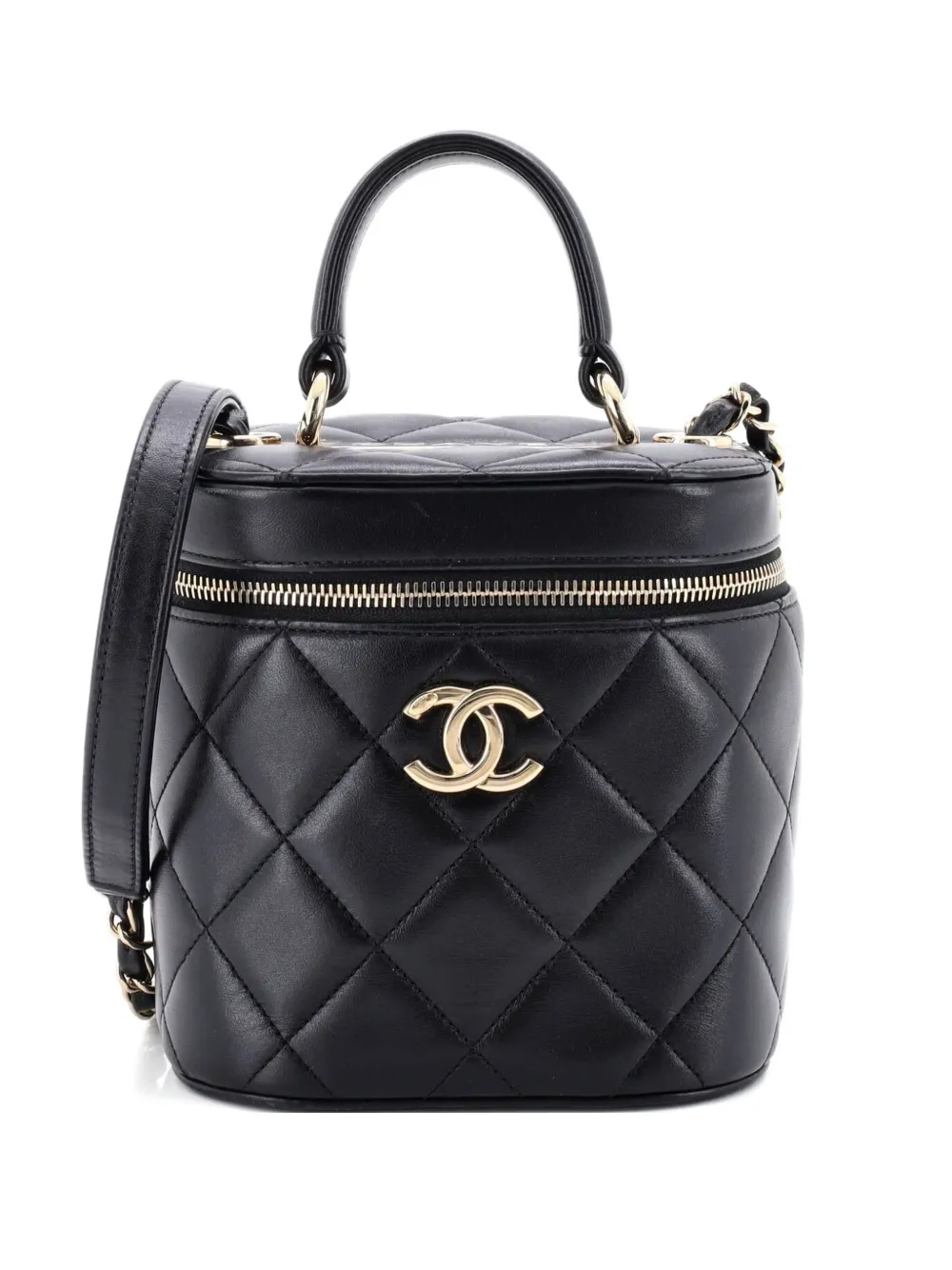 CHANEL Pre-Owned Trendy CC Top Handle Vanity Case Quilted Lambskin Small shoulder bag - Nero