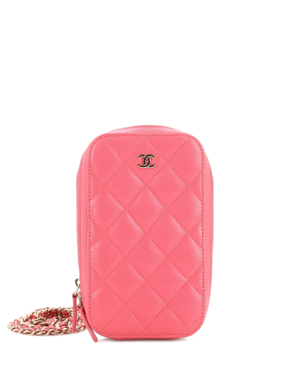 CHANEL Pre-Owned Zip Around Phone Case with Chain Quilted Caviar crossbody bag - Rosa