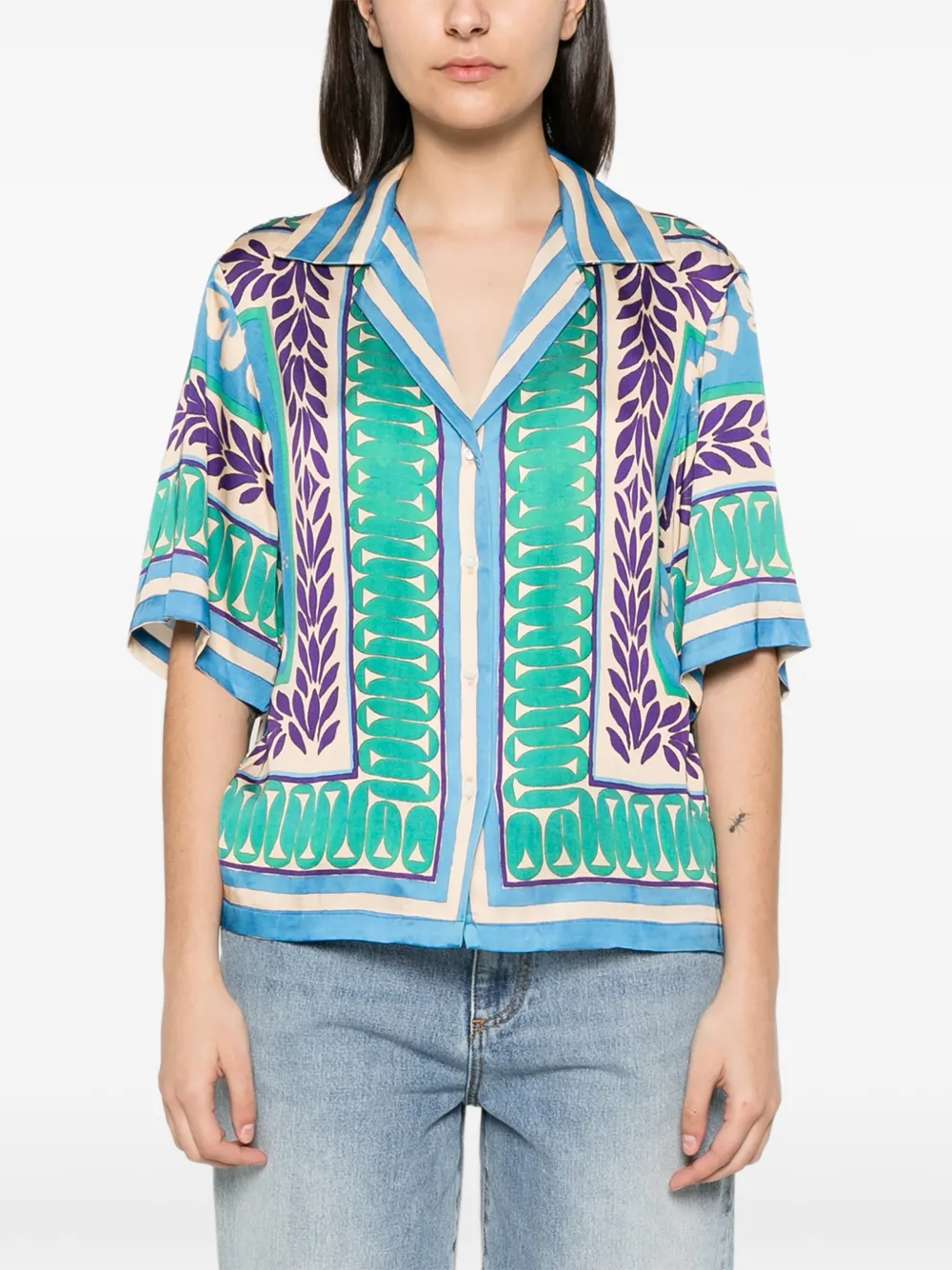  Sandro Camisa Con Estampado Gráfico - Verde 
