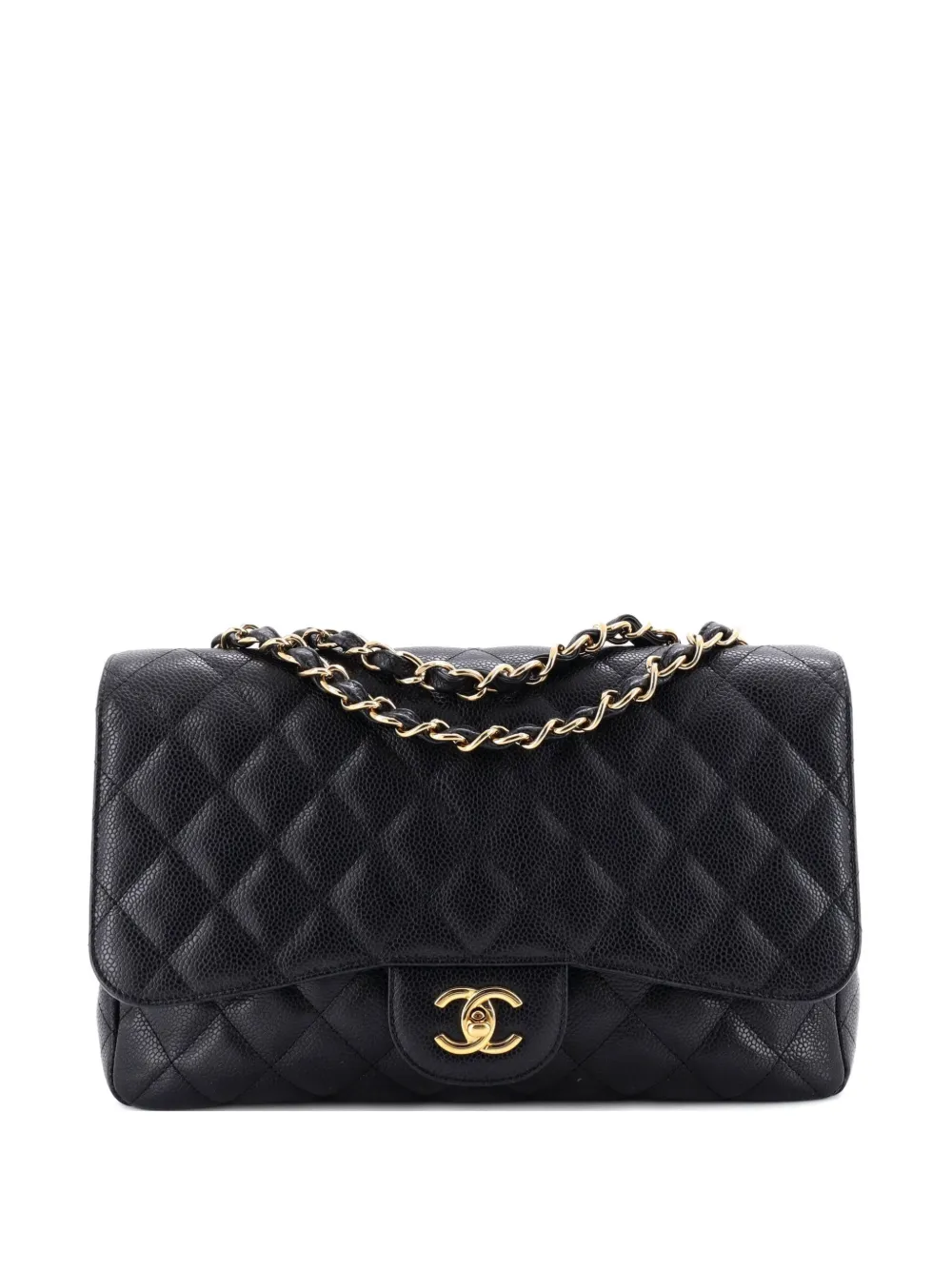 CHANEL Pre-Owned Classic Single Flap Bag Quilted Caviar Jumbo shoulder bag - Nero
