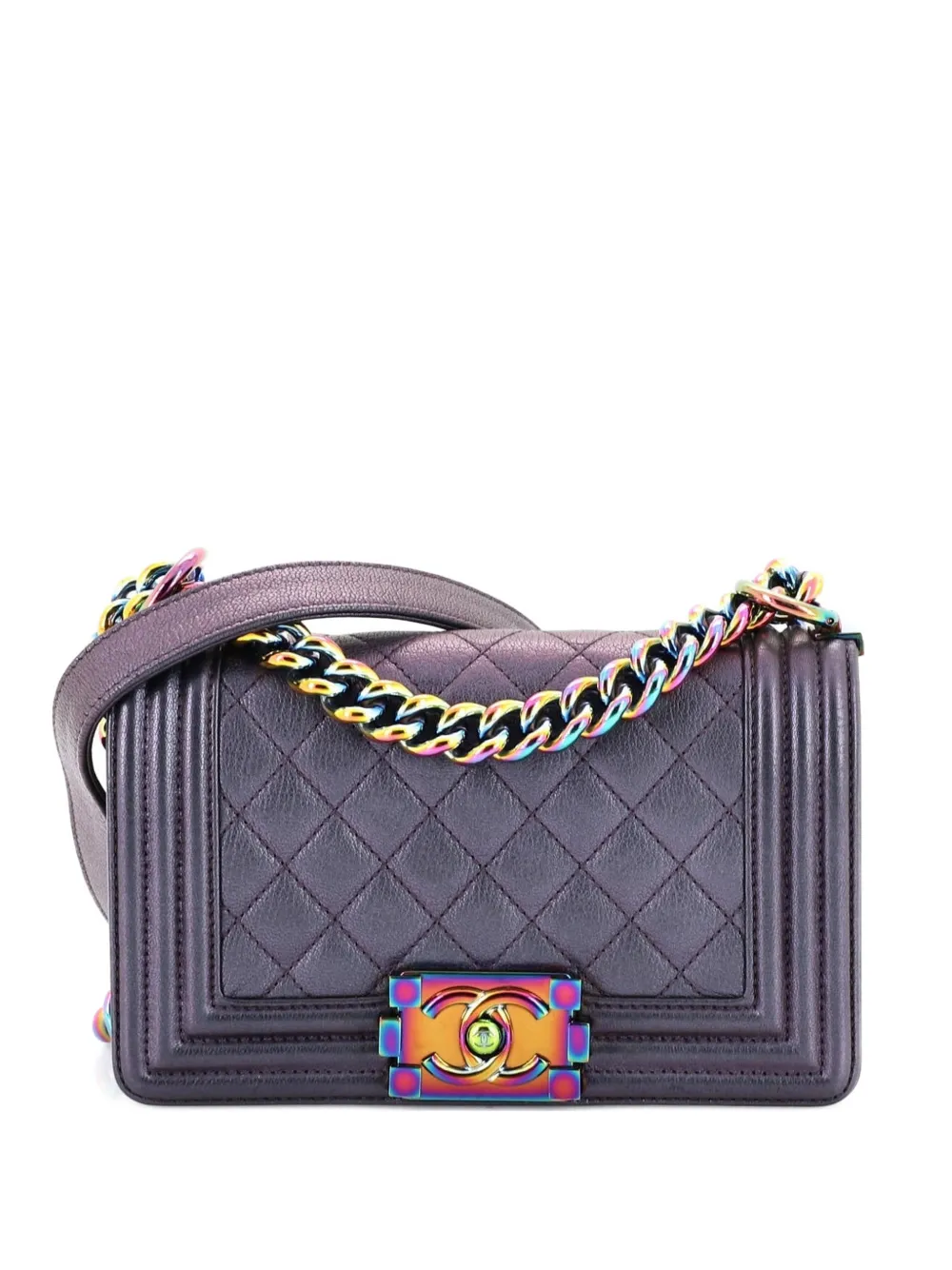 CHANEL Pre-Owned Boy Flap Bag Quilted Iridescent Goatskin Small crossbody bag - Viola