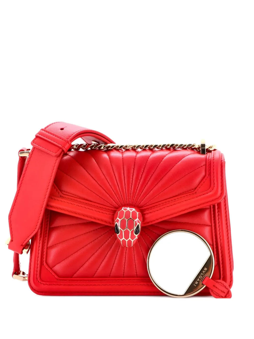 Bvlgari Pre-Owned Serpenti Diamond Blast Quilted Leather Mini shoulder bag - Red