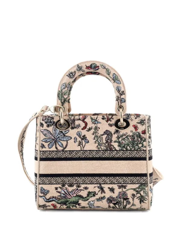 Christian Dior Pre-Owned Lady D-Lite Bag Embroidered Raffia Medium