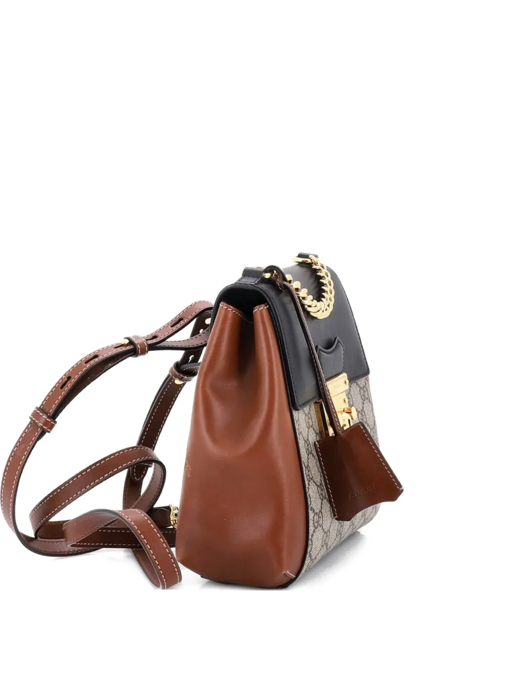 Gucci Pre-Owned Padlock GG Coated Canvas and Leather Mini backpack - Marrone