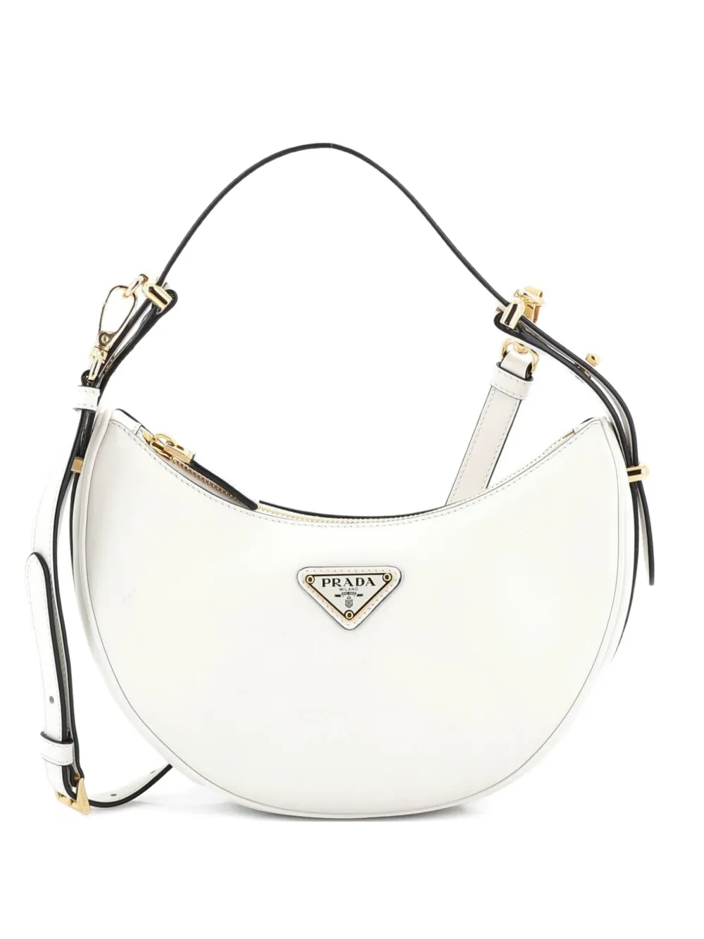 Prada Pre-Owned Arque Half Moon Leather Small hobo bag - Bianco