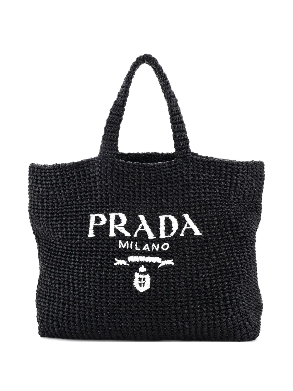 Prada Pre-Owned Logo Raffia Large tote bag - Nero