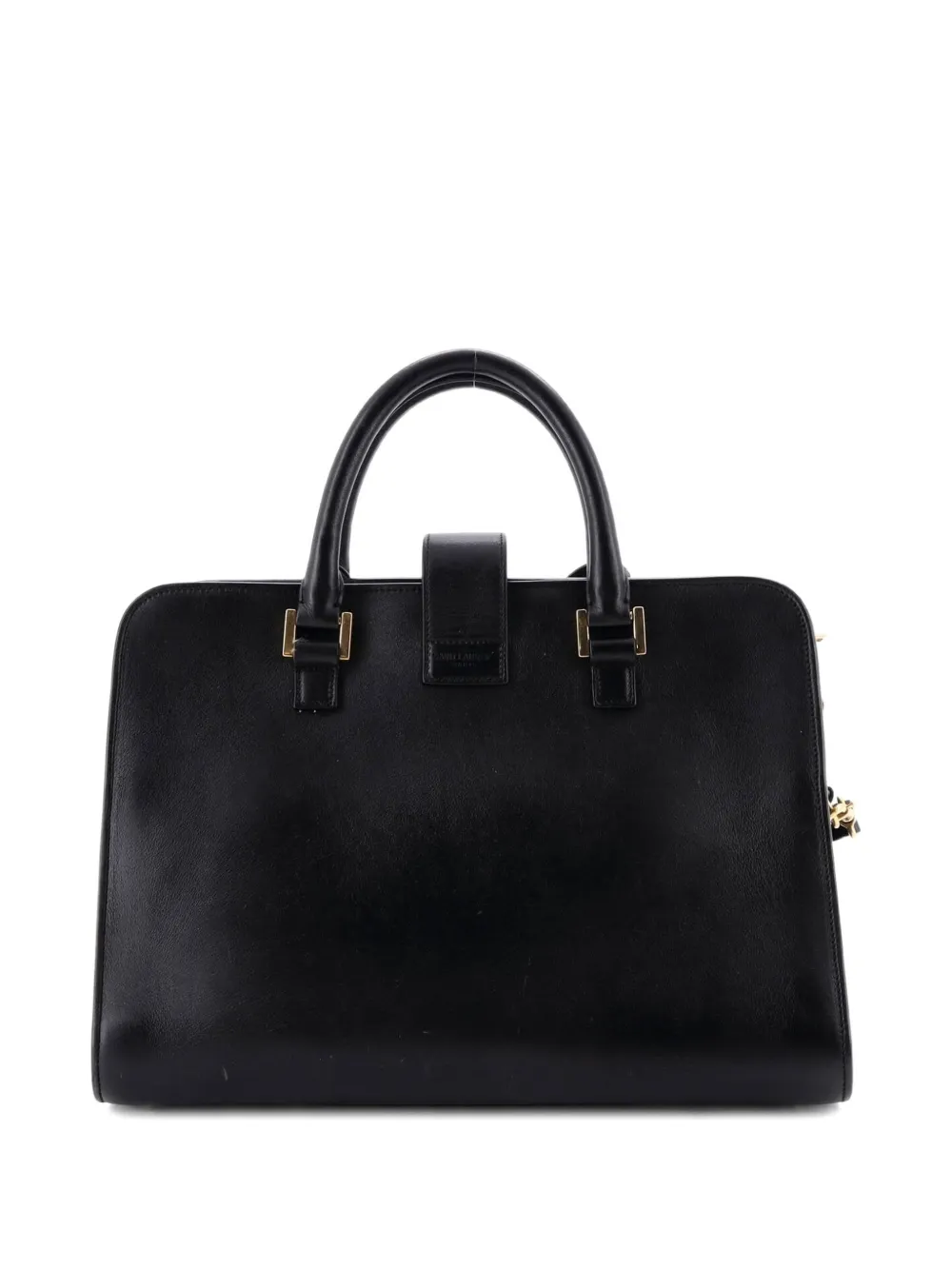 Pre-owned Saint Laurent Monogram Cabas Leather Small Satchel In Black