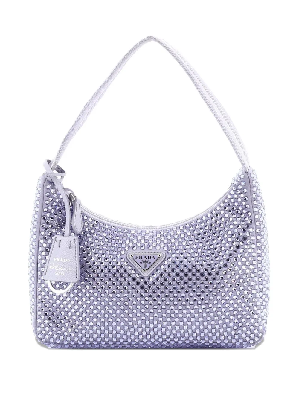 Prada Pre-Owned Re-Edition 2000 Crystal Embellished Satin Mini hobo bag - Viola