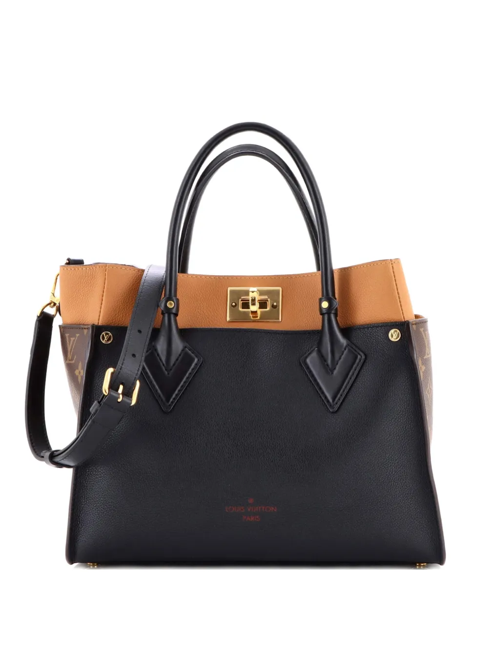 Louis Vuitton Pre-Owned On My Side Leather with Monogram Canvas MM tote bag - Nero
