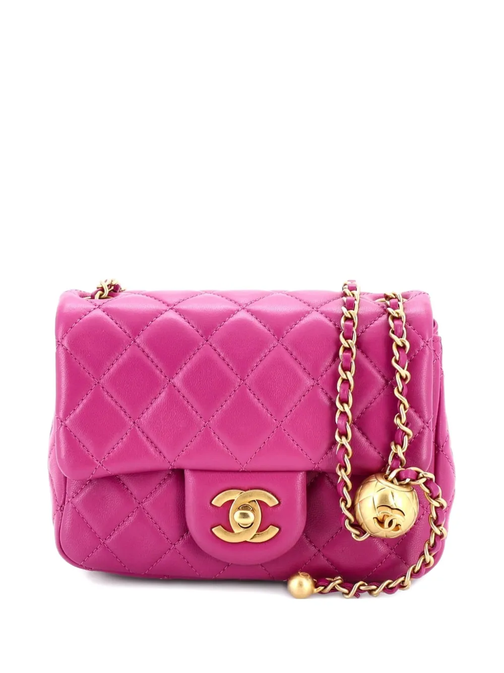 CHANEL Pre-Owned Pearl Crush Square Flap Bag Quilted Lambskin Mini crossbody bag - Viola