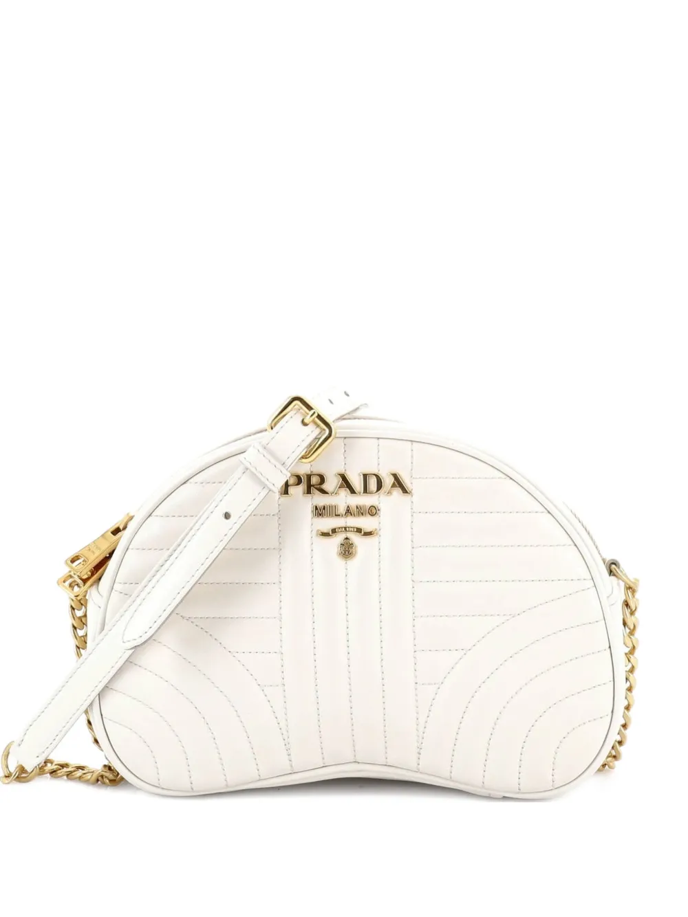 Prada Pre-Owned Dome Diagramme Quilted Leather Small crossbody bag - Bianco