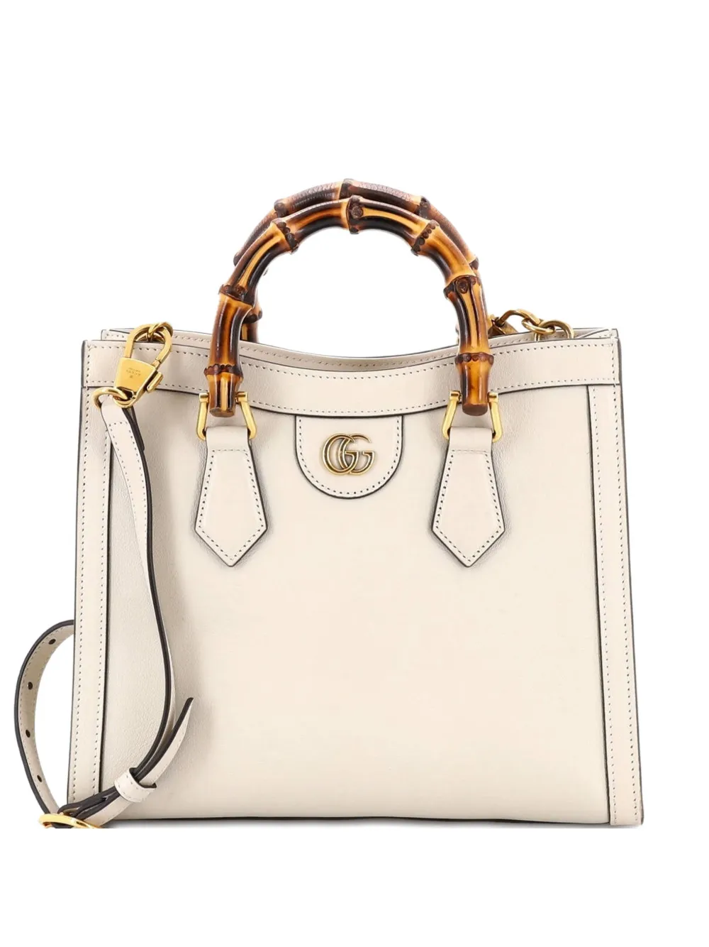 Gucci Pre-Owned Diana NM Bamboo Handle Leather Small tote bag - Bianco