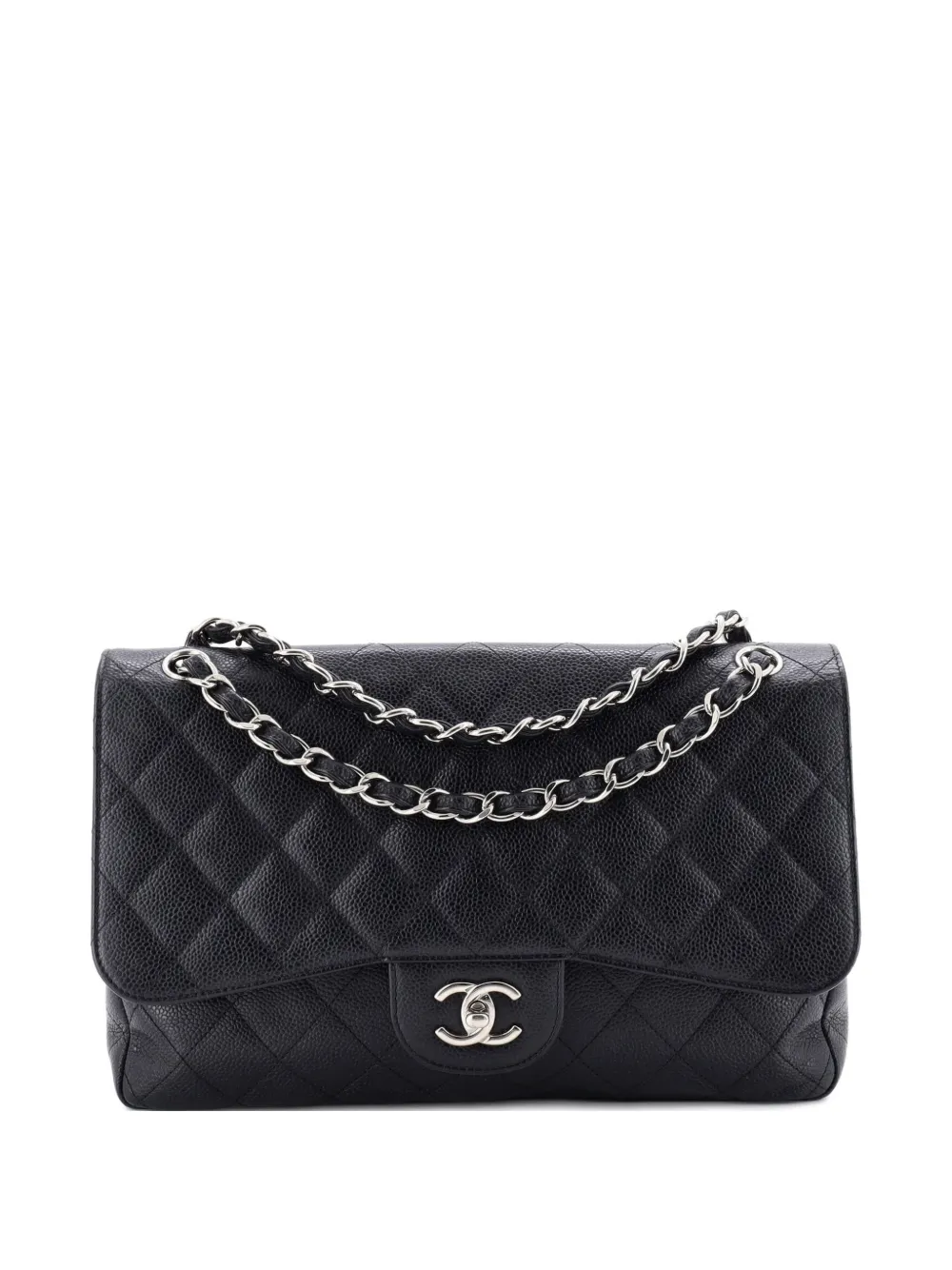 CHANEL Pre-Owned Classic Double Flap Bag Quilted Caviar Jumbo shoulder bag - Nero
