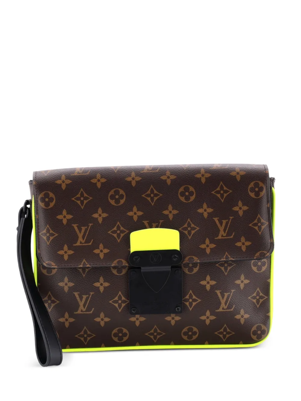Louis Vuitton Pre-Owned S Lock A4 Wristlet Pouch Macassar Monogram Canvas clutch bag | marrón | Image 1