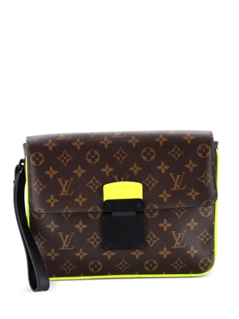 Louis Vuitton Pre-Owned S Lock A4 Wristlet Pouch Macassar Monogram Canvas clutch bag