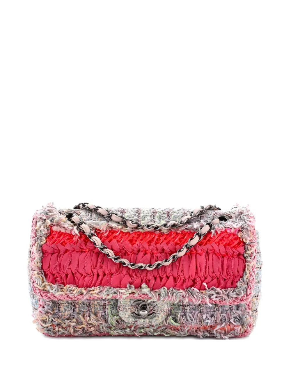 CHANEL Pre-Owned CC Chain Flap Bag Braided Tweed and Ribbon Medium shoulder bag - Multicolore